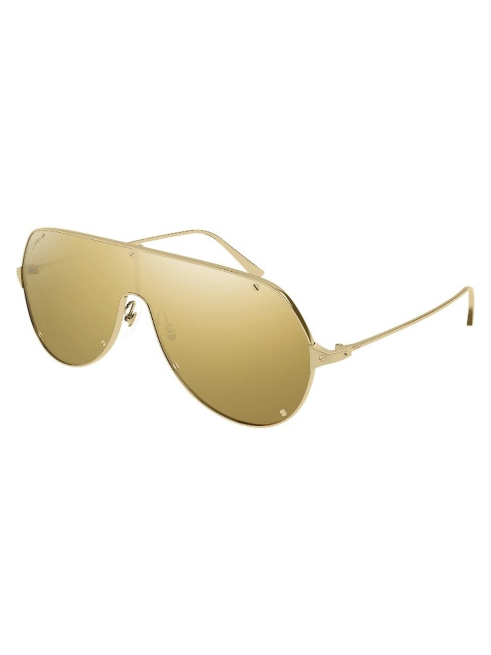 NWT Cartier CT0324S 003 Gold Shield Oversized Sunglasses Authentic